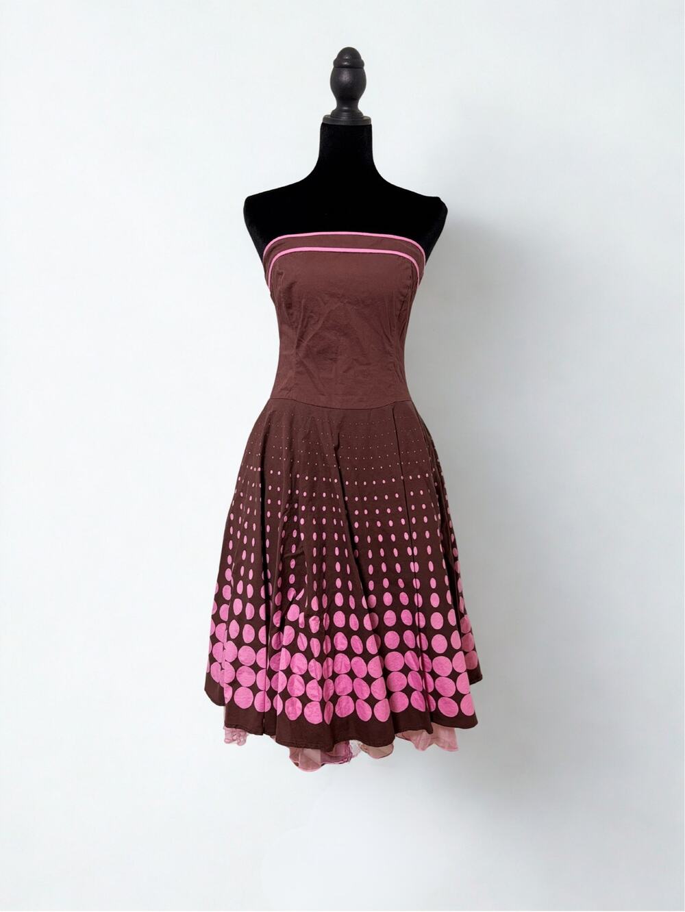 Vtg Y2K Ruby Rox Brown Strapless Fitted Bodice Tulle Underlayer Skirt